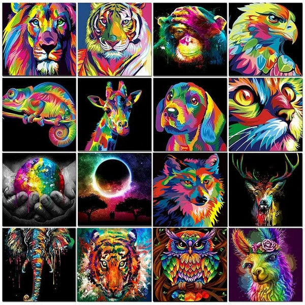 Animal Kit Oil Painting By Number On Canvas Coloring Picture