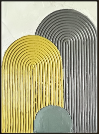 Minimalist Neutral Art | Arch Abstract | Plaster Painting | Yellow/Gray.