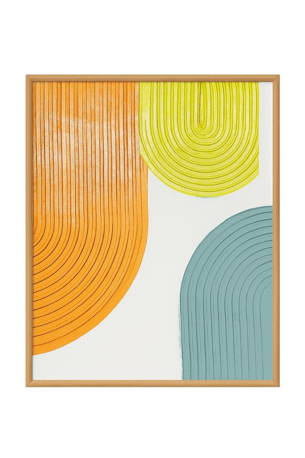 Handmade Textured-Canvas Art - Plaster Painting - Green - Orange - Teal