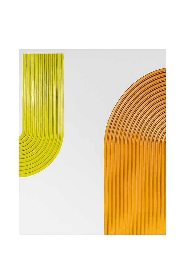 Handmade Textured-Canvas Art - Plaster Painting | Green- Orange