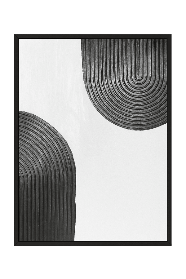 Handmade Textured-Canvas Art - Plaster Painting | Black - White